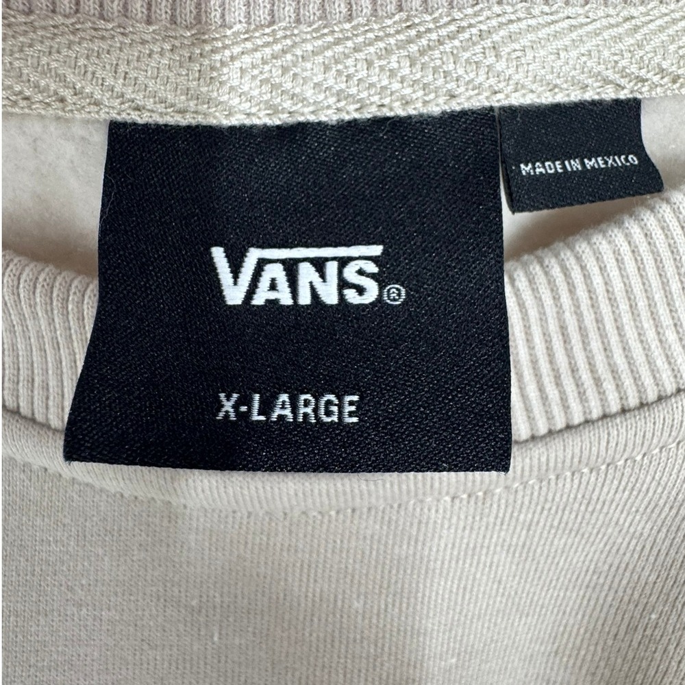 Vans Sliced Retro Crew Sweatshirt Pullover Womens XL Oatmeal Beige Graphic NEW - Picture 5 of 8